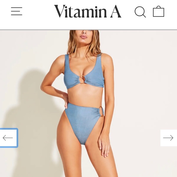 NWT Vitamin A LOLITA brown ribbed ring high leg highrise swim bikini bottoms 6 S - Picture 13 of 13